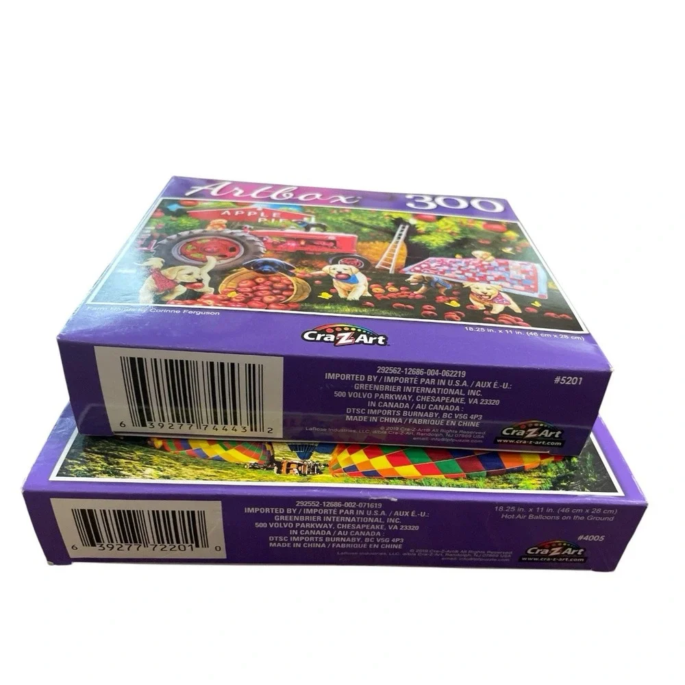 2 Puzzles Balloons Farm Hands Dogs Apples 300 Pc Jigsaw Cra Z Art New Puzzlebug